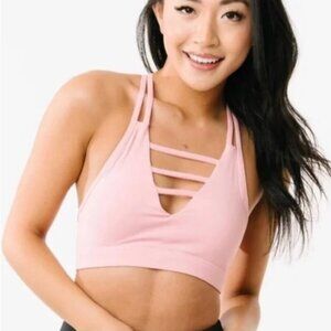 ZYIA ACTIVE Grid Sports Bra in Light Pink Athleisure Workout Gym - Size M